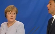 Le regard noir de Merkel après une blague de Renzi