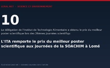 L'ITA remporte le prix du meilleur poster scientifique aux journées de la SOACHIM à Lomé