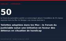 Toilettes adaptées dans les Mac : le Forum du Justiciable salue une initiative en faveur des détenus en situation de handicap