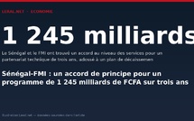 Sénégal-FMI : un accord de principe pour un programme de 1 245 milliards de FCFA sur trois ans