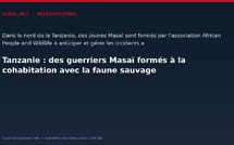 Tanzanie : des guerriers Masaï formés à la cohabitation avec la faune sauvage