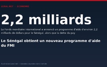 Le Sénégal obtient un nouveau programme d'aide du FMI