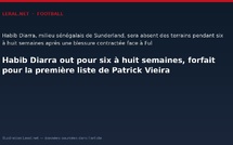 Habib Diarra out pour six à huit semaines, forfait pour la première liste de Patrick Vieira