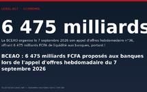 BCEAO : 6 475 milliards FCFA proposés aux banques lors de l'appel d'offres hebdomadaire du 7 septembre 2026